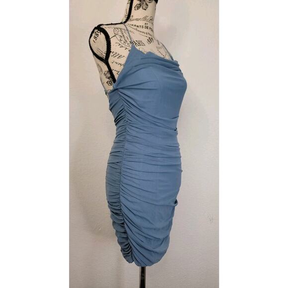 Tic Toc Stretchy Bodycon Mini Dress Sz Medium Ruched Spaghetti straps Coquette - Picture 4 of 10